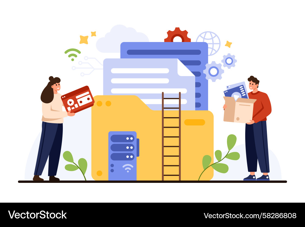Data Collaboration & Workflow Vector Image