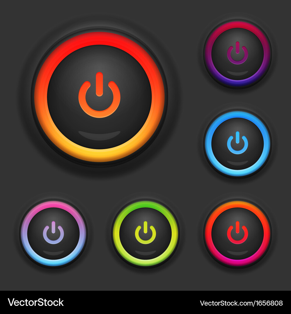 Glowing Power Button Set vector image