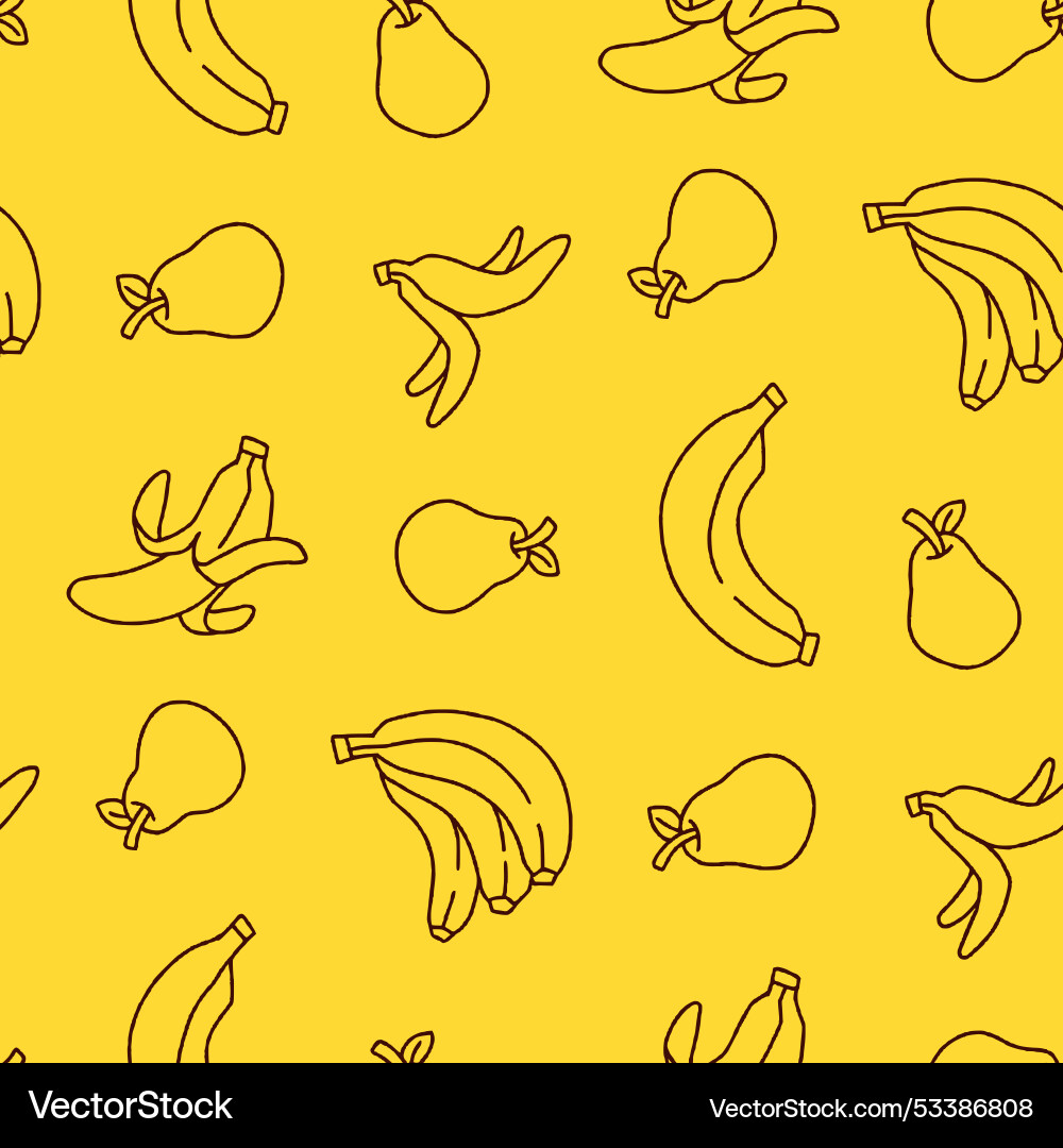 Outline banana pear fruit seamless pattern design Outline banana pear fruit seamless pattern design vector image
