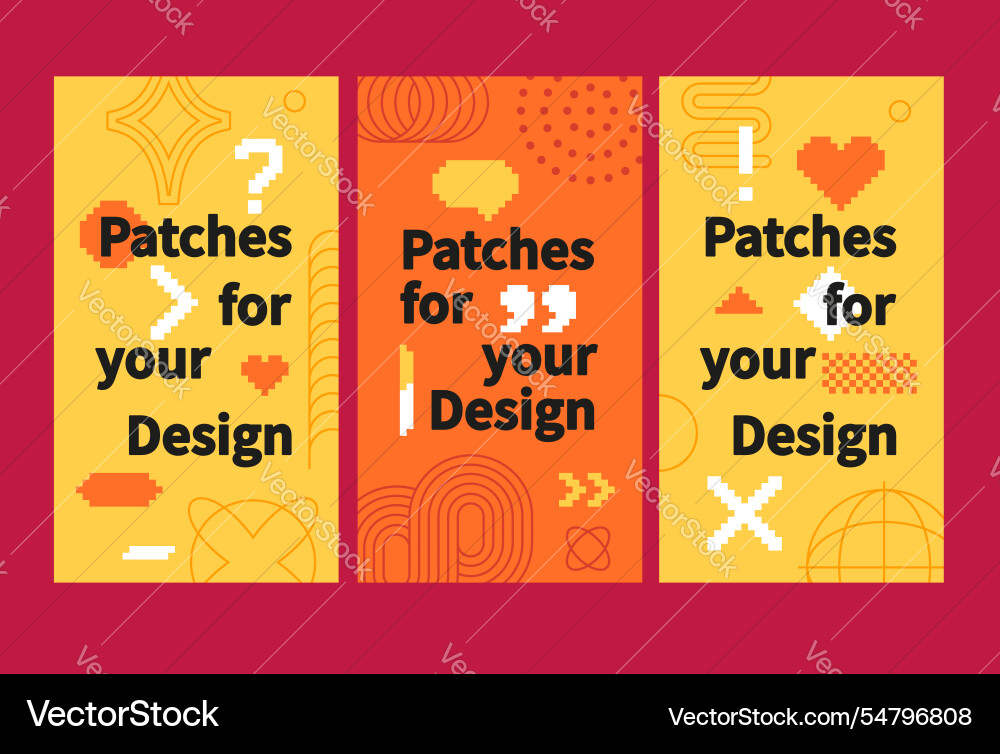 Pixel patch for design - set of template Pixel patch for design - set of template vector image