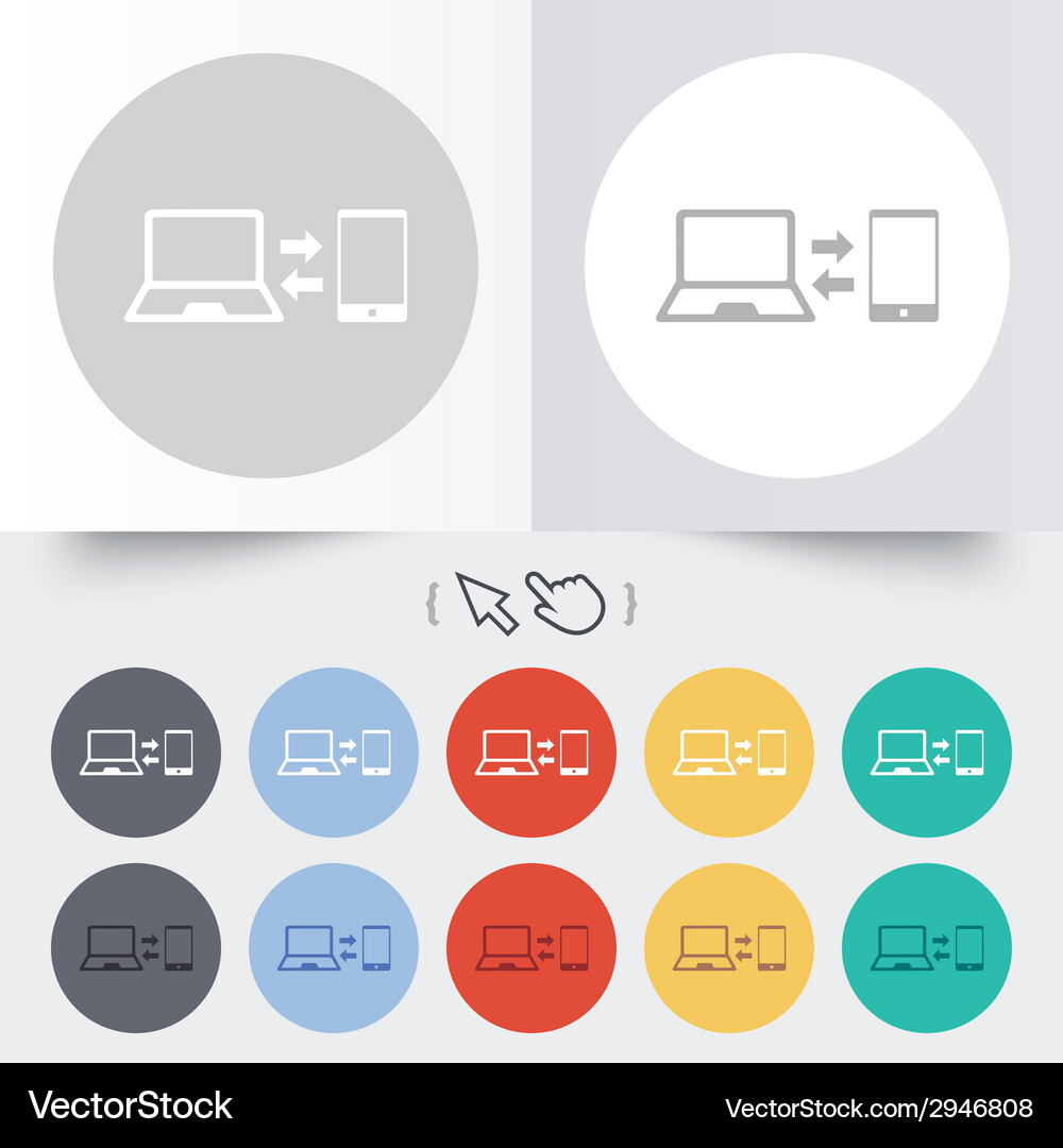Synchronization icon notebook with smartphone Vector Image