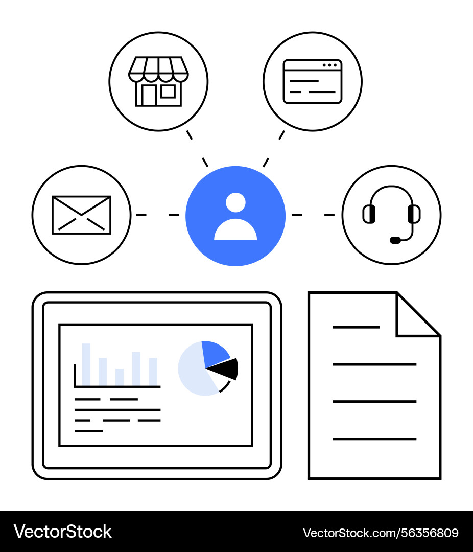 Centralized user management with multichannel Centralized user management with multichannel Vector Image