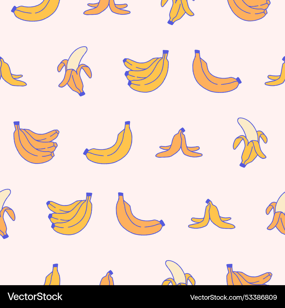 Collection of banana seamless pattern design Collection of banana seamless pattern design vector image