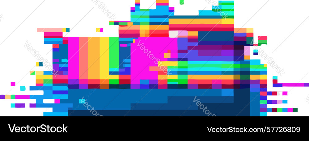 Dynamic abstract glitch art with colorful vector image