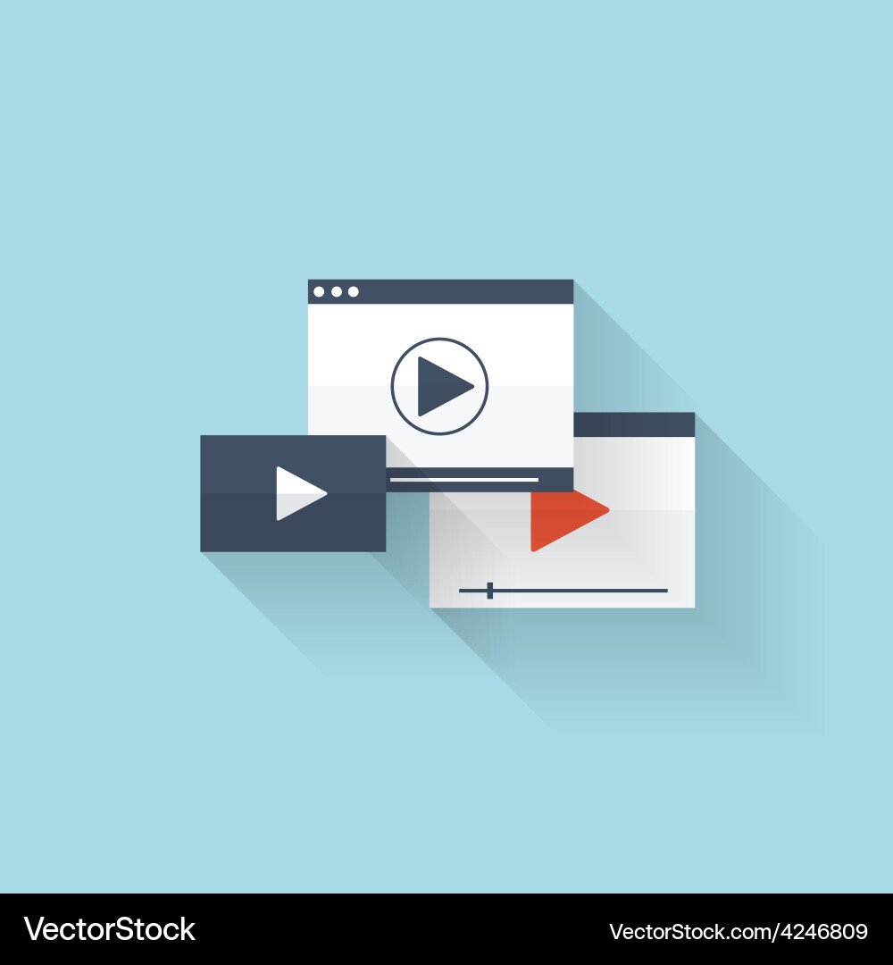 Flat web icon play interface window vector image
