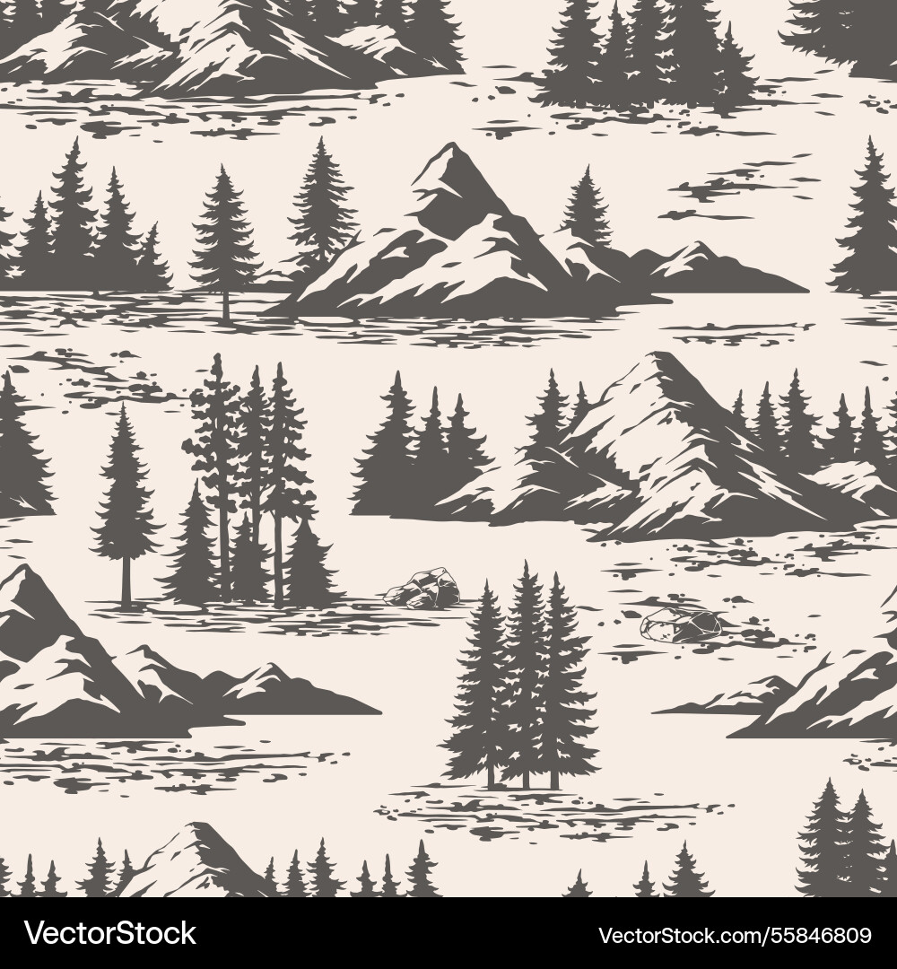 Mountain landscape pattern with trees and hills Mountain landscape pattern with trees and hills vector image