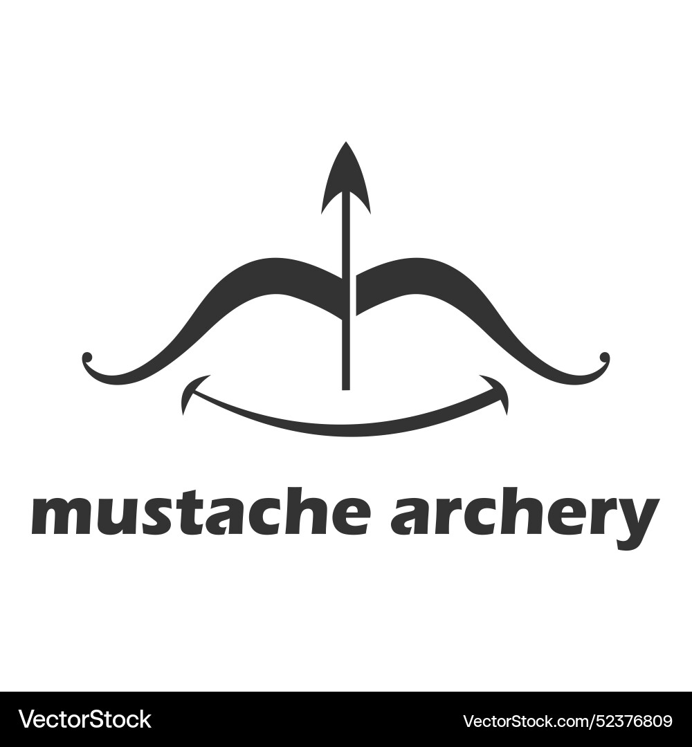 Mustache archery minimalist logo design Royalty Free Vector
