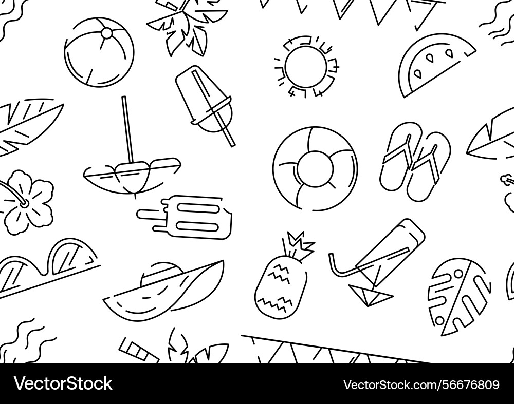 Pattern with summer items stylized beach objects Pattern with summer items stylized beach objects vector image