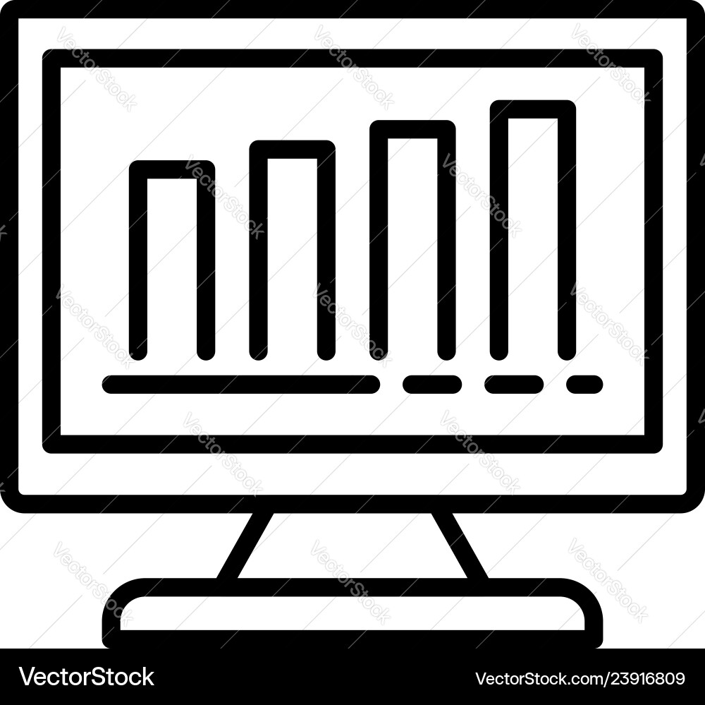 Report graph monitor icon outline style Vector Image
