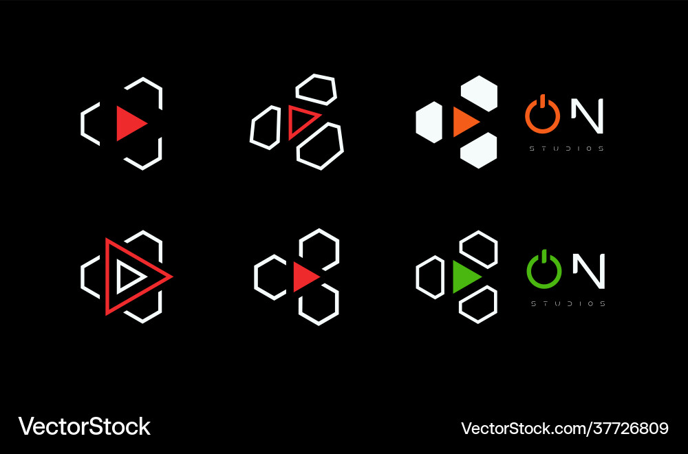 Set play button start and launch icon hud Set play button start and launch icon hud Vector Image