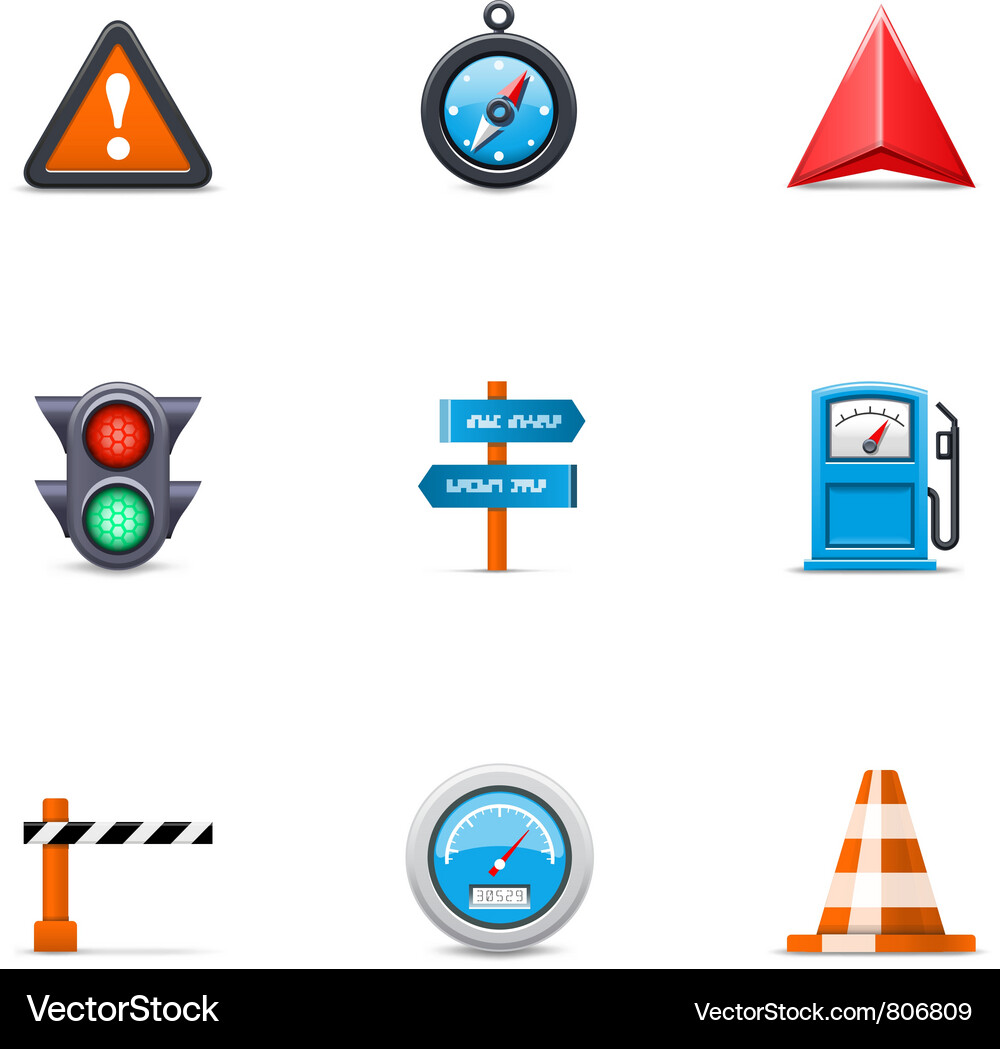 Traffic Control Icons Vector Image