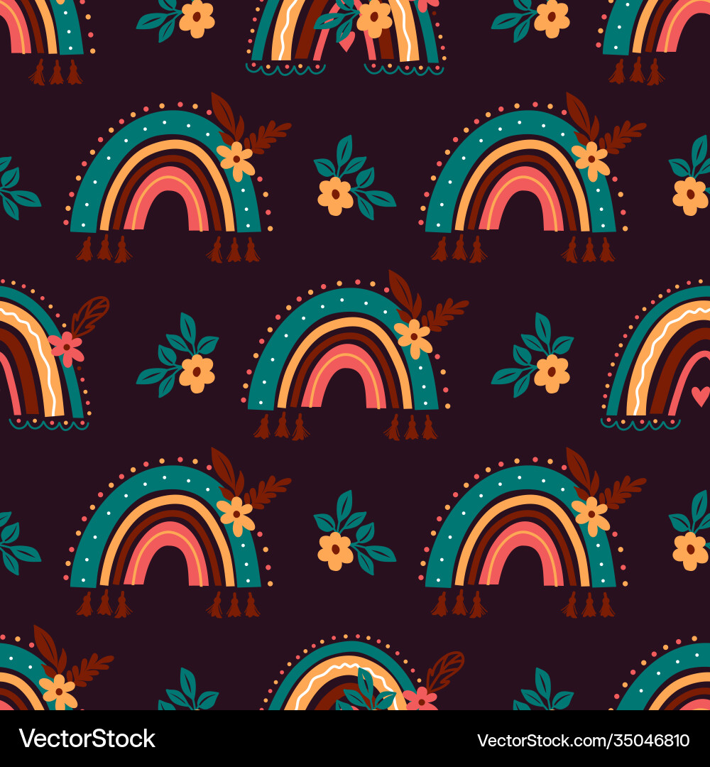 Bohemian Rainbow Pattern Vector Image