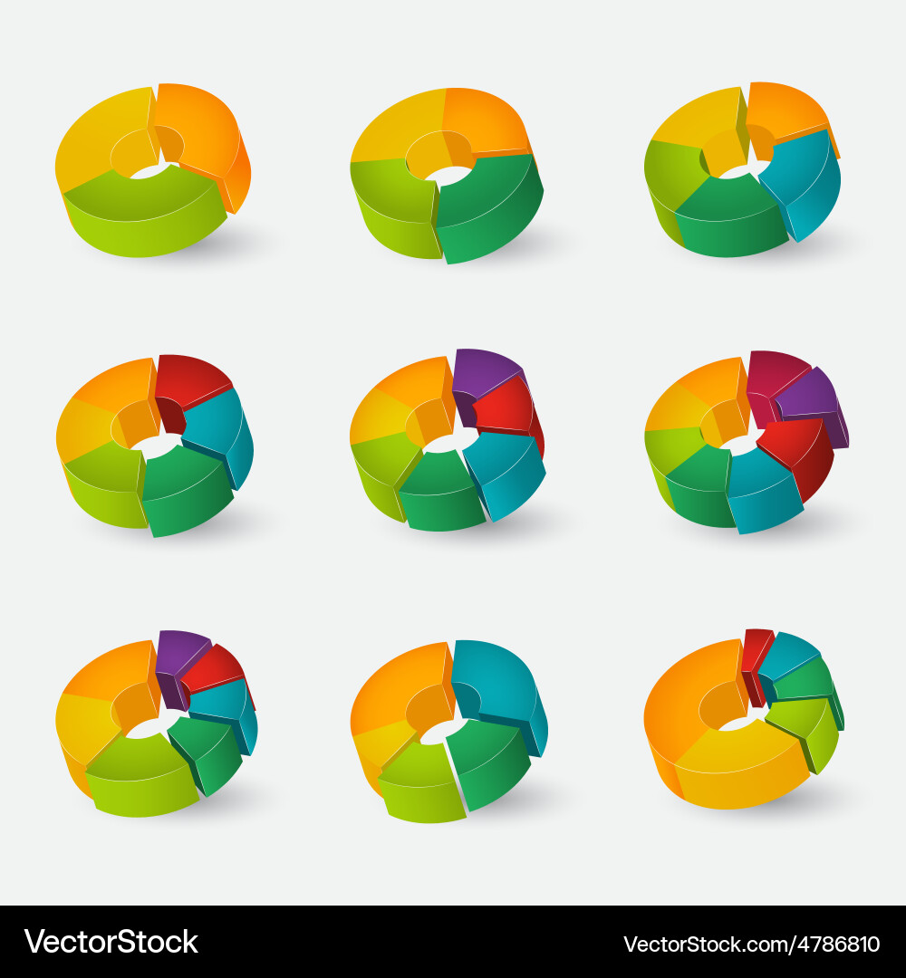 Bunte segmentierte Pie Charts Vektorbild