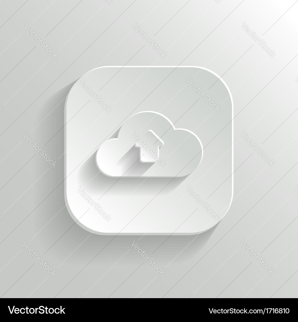 Cloud Upload Icon - White App Button vector image