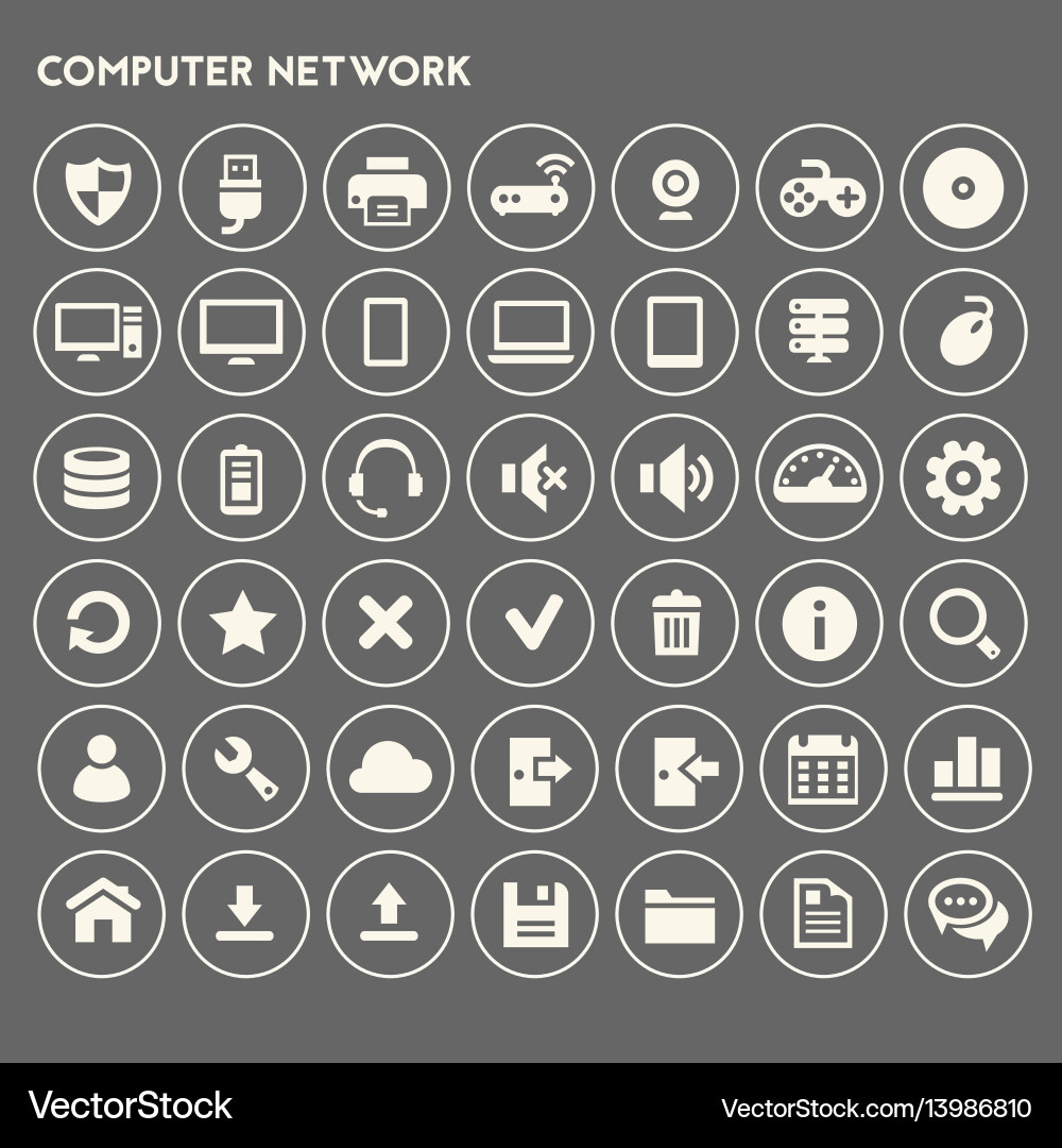 Computer Network Icon Set Vector Image