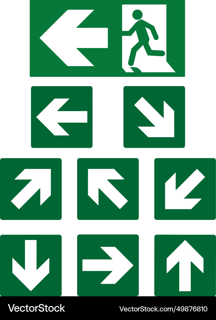 Emergency indicator arrow exit vector image