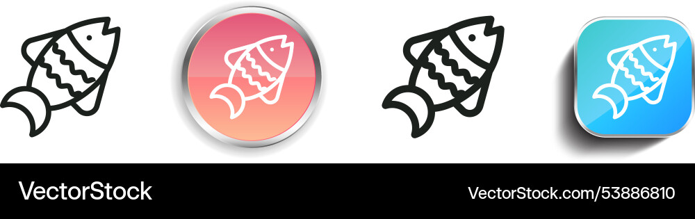 Fish icon thin linear regular and button style Fish icon thin linear regular and button style Vector Image