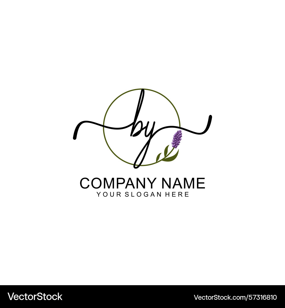 Handwritten by initial logo with circle Vector Image