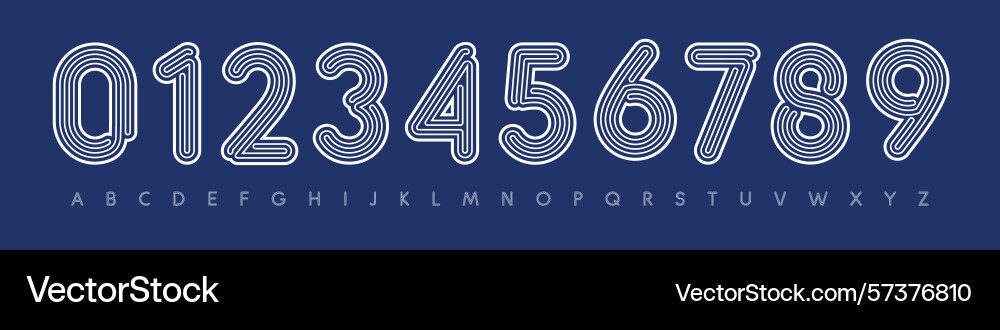 Outline rounded numbers stripes font modern Outline rounded numbers stripes font modern vector image