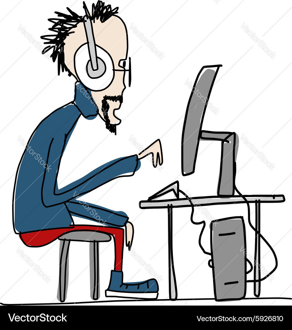 Programmer at work sketch for your design Vector Image