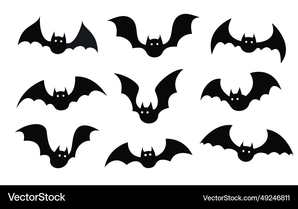 Bat in different positions on white background Bat in different positions on white background vector image
