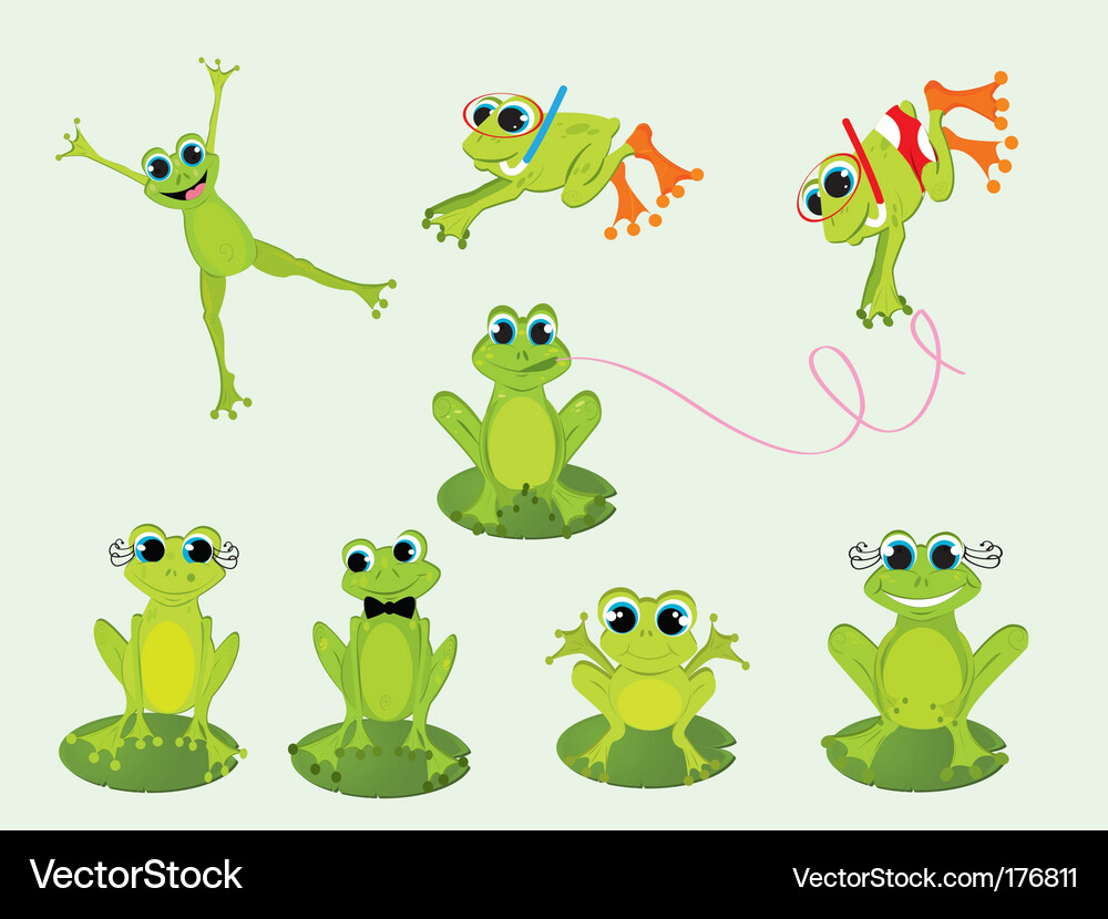 Cute Frog Set Vector Image