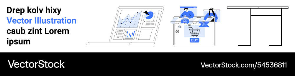 Data analysis and e-commerce integration with desk Vector Image
