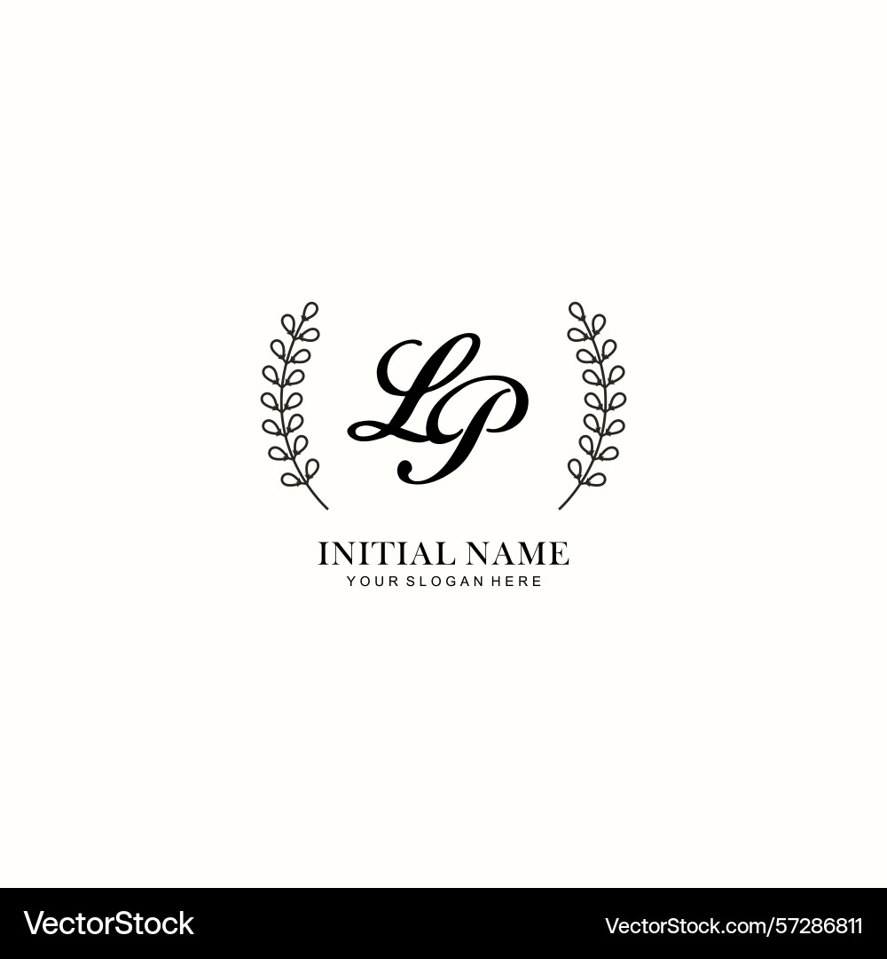 Lp initial logo templates with botanical elements Vector Image