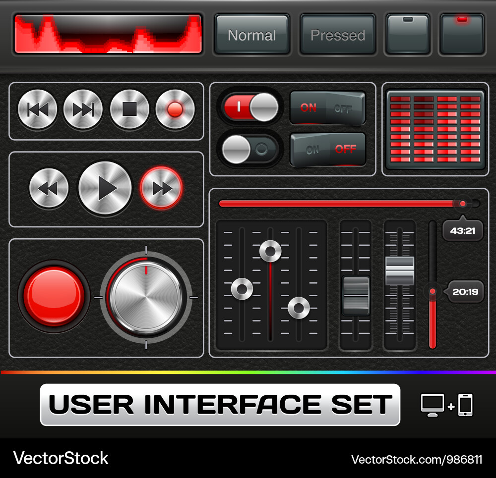 Modern Media Control Interface vector image