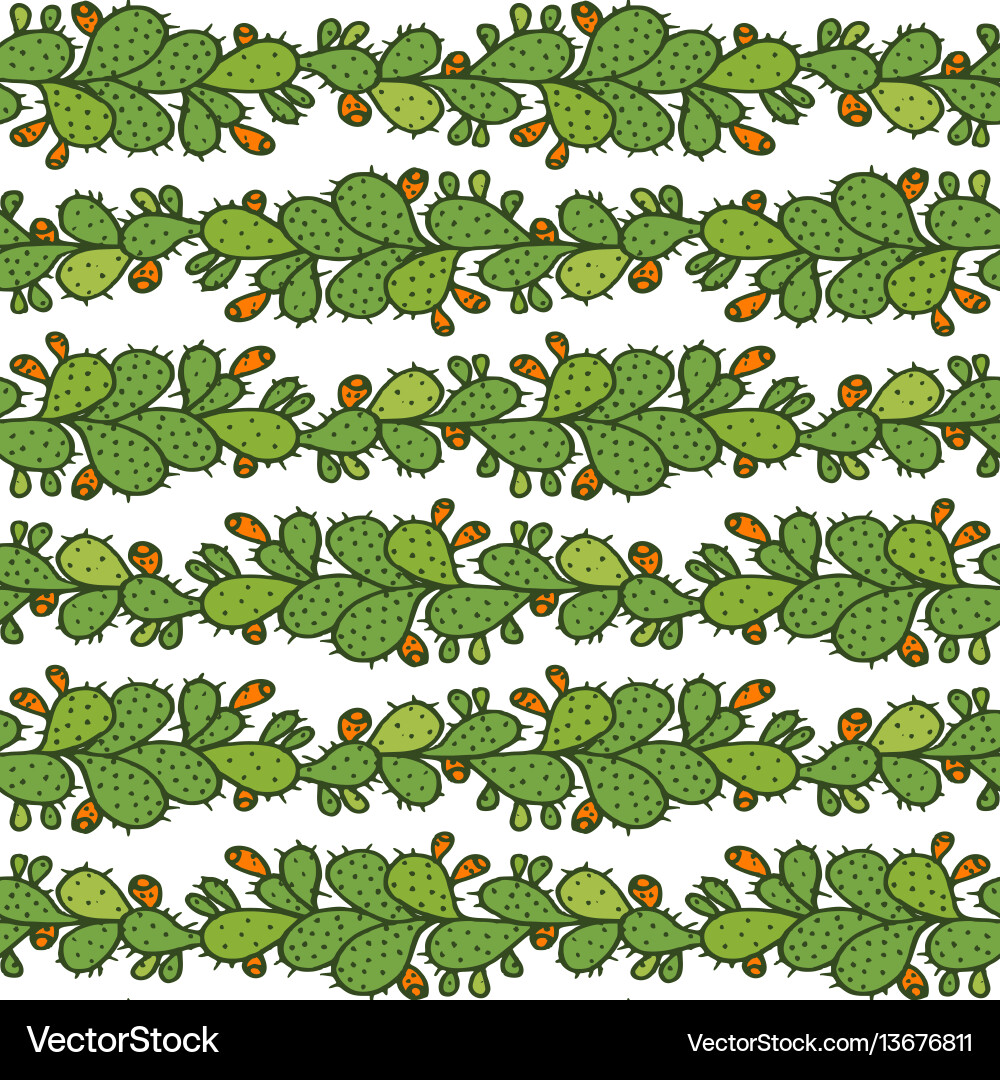 Prickly Pear Cactus Pattern Vector Image