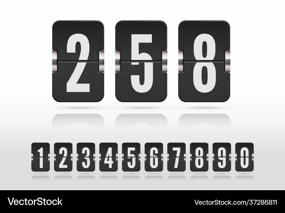 Set flip floating numbers on a mechanical Set flip floating numbers on a mechanical Vector Image