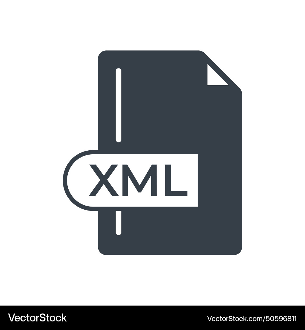 Xml file format icon extension filled vector image