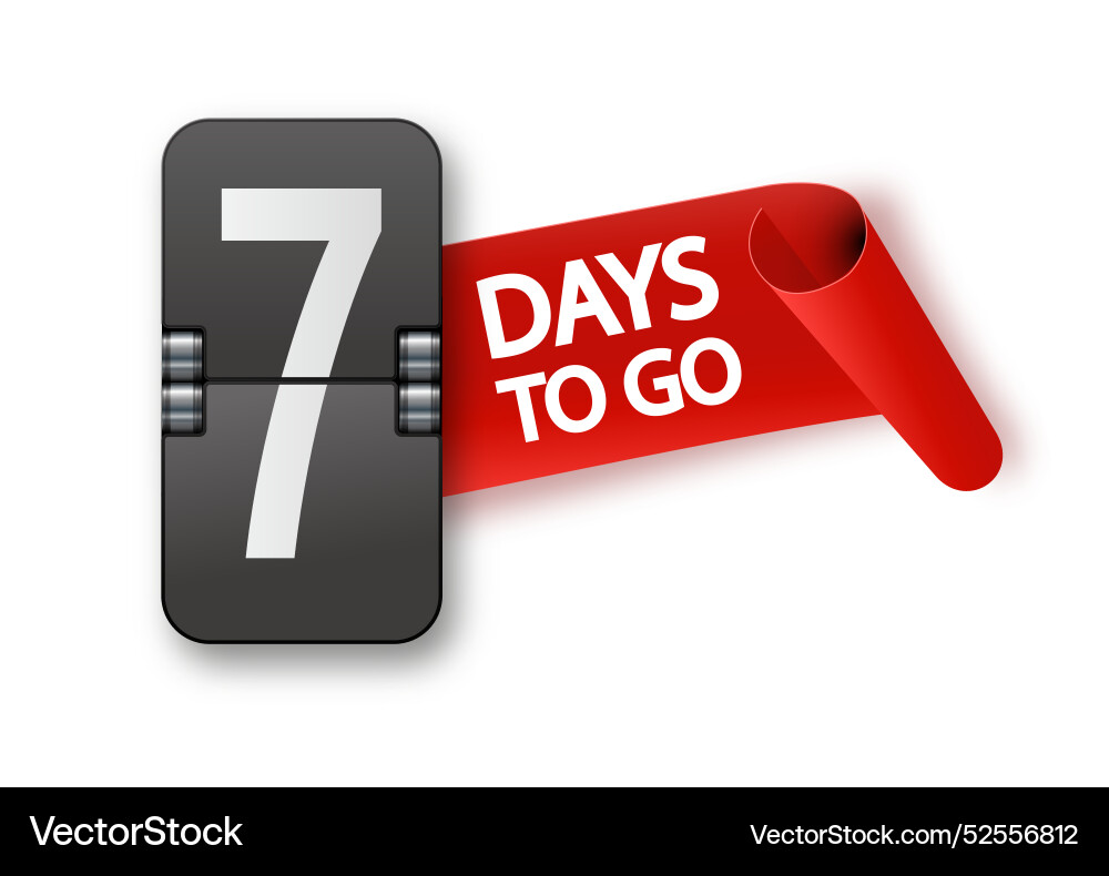 7 days to go icon set countdown of remaining vector image