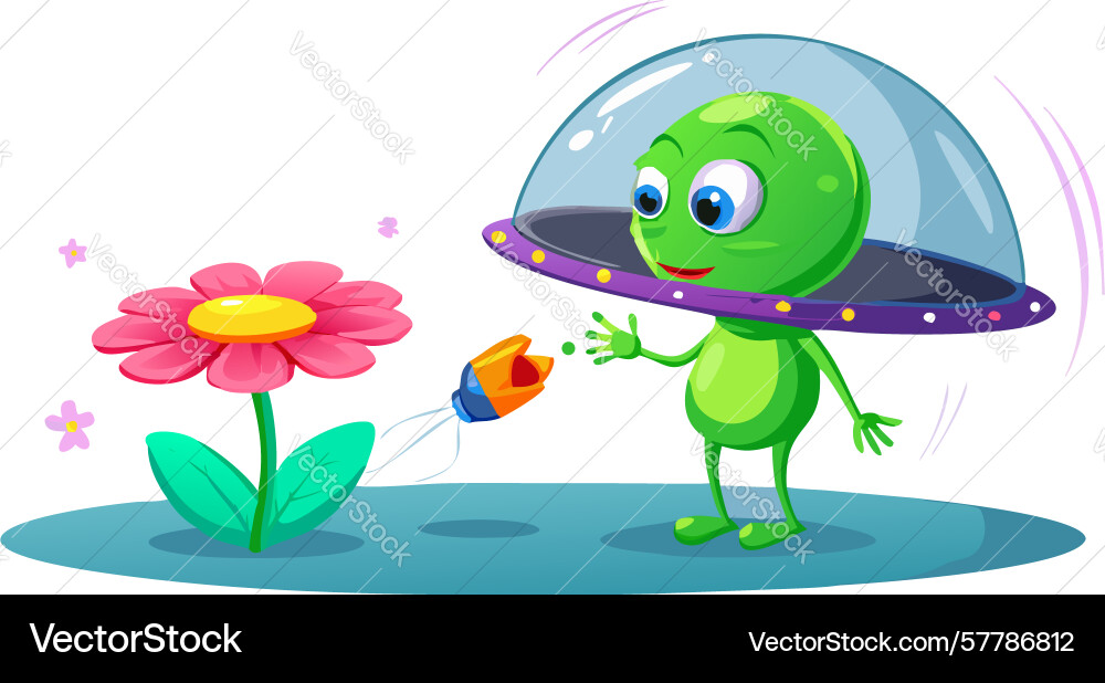 Alien character with flower design generative ai Vector Image