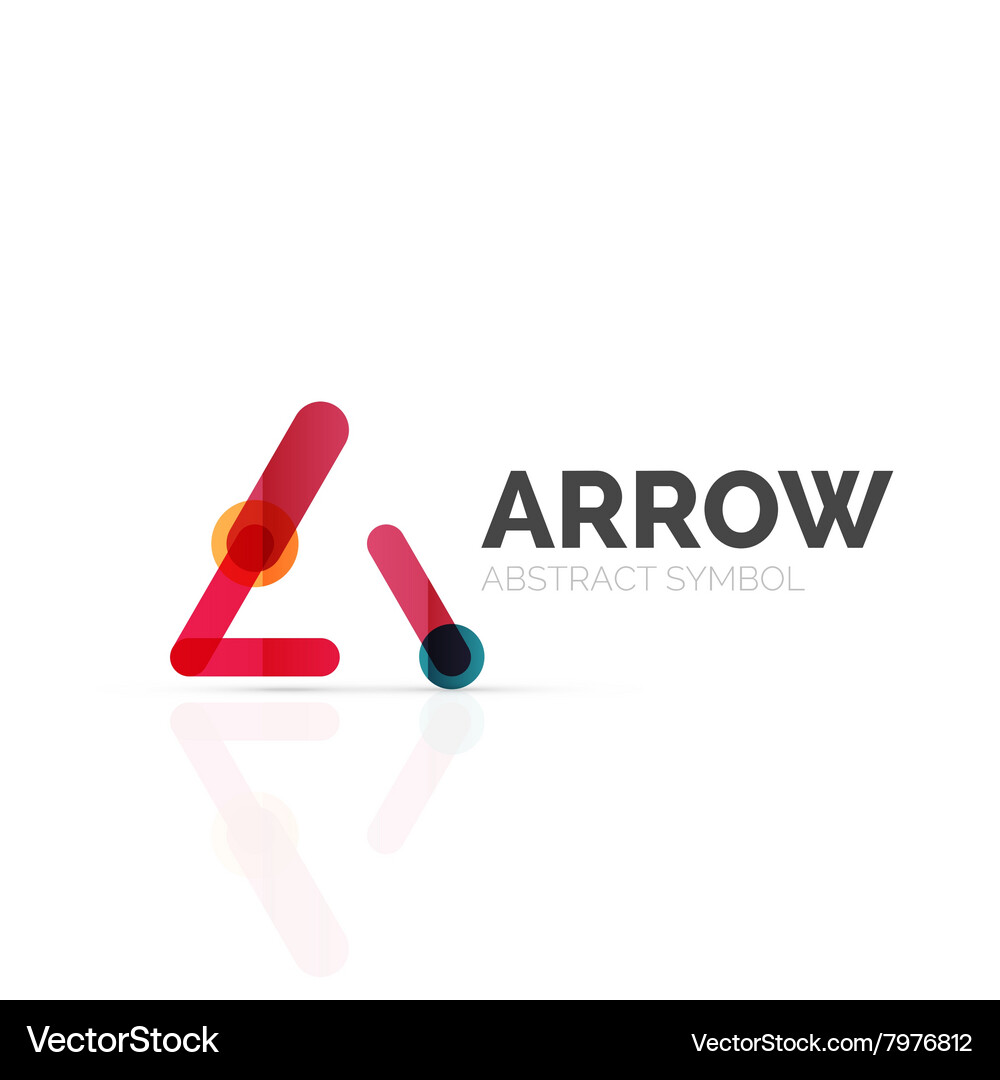 Linear arrow abstract logo connected multicolored Vector Image