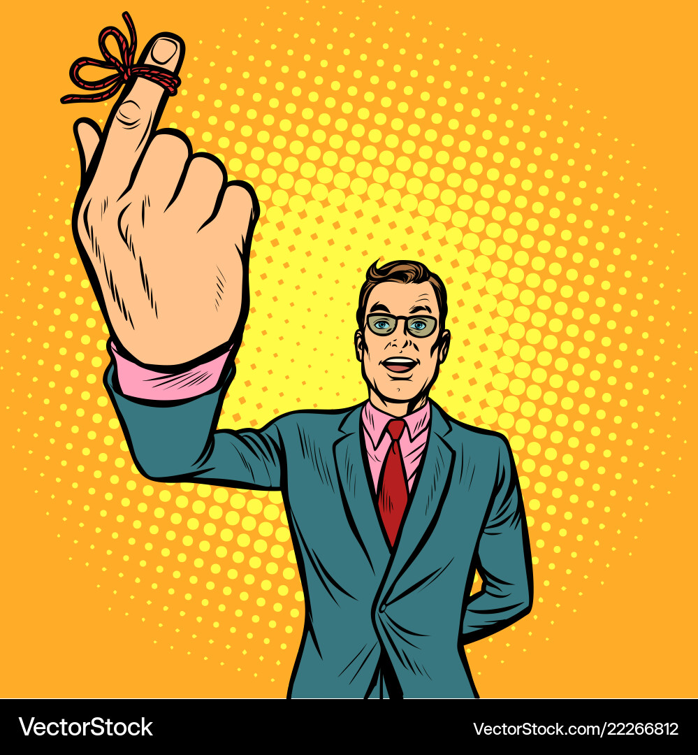 Man thumbs up a string lace memory Man thumbs up a string lace memory vector image