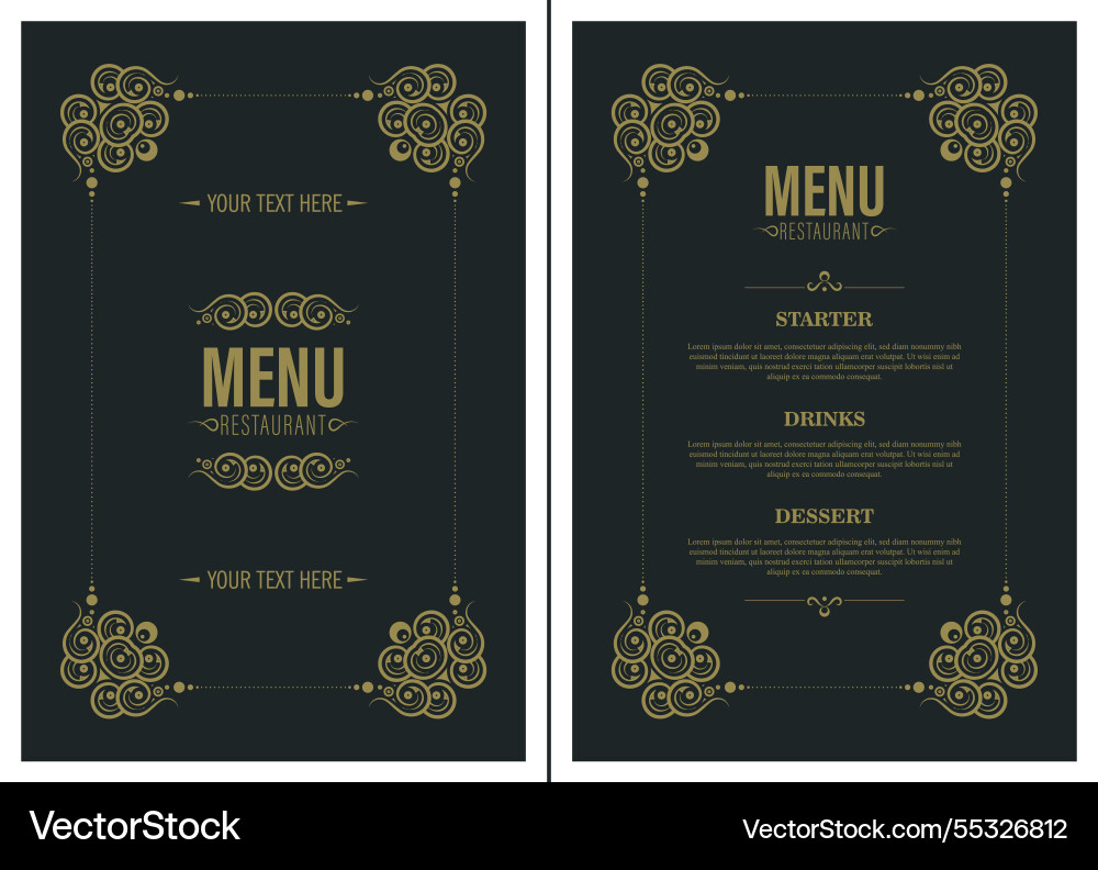 Menu layout with ornamental elements Vector Image