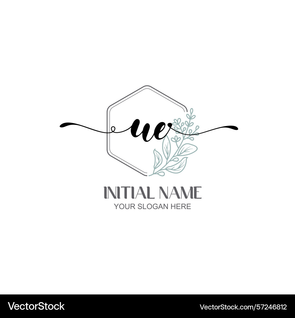 Modern botanical ue initial logo collection Vector Image