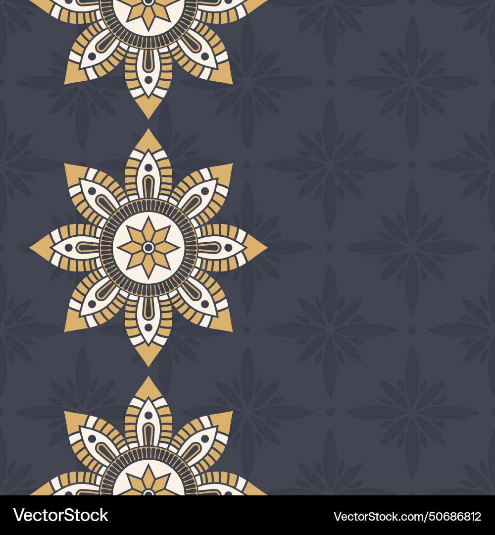 Seamless border pattern with color mandalas Seamless border pattern with color mandalas vector image