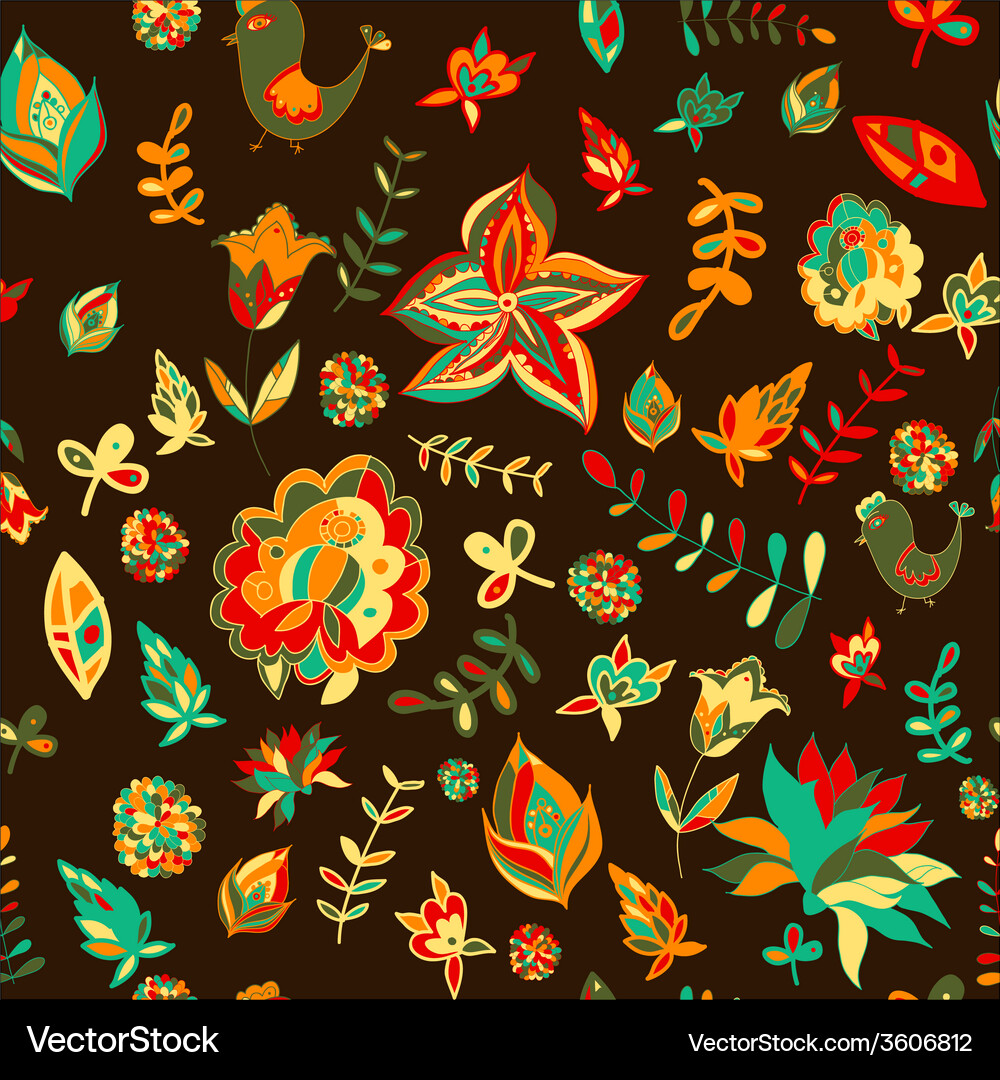 Seamless set multicolored retro flower pattern Vector Image