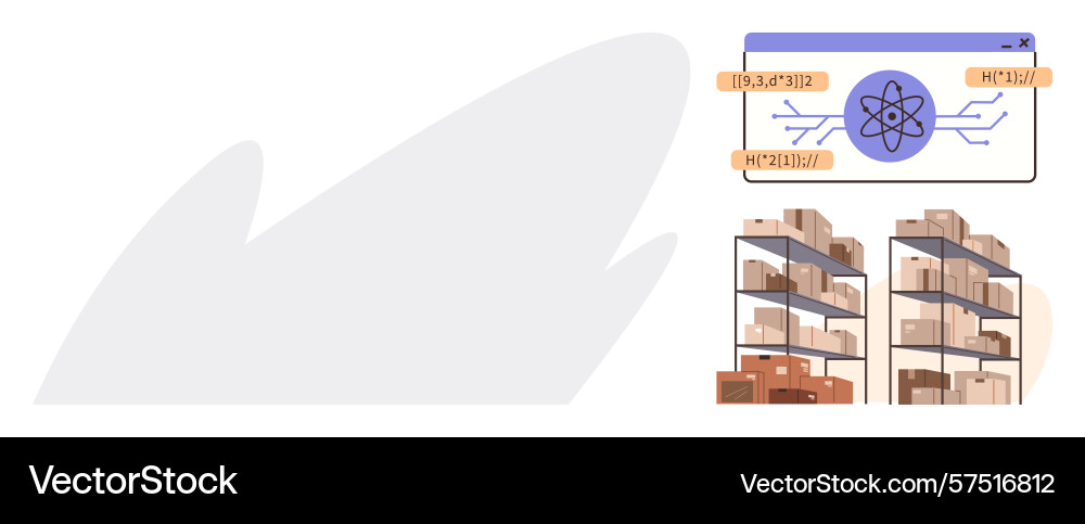 Warehouse management system display with atomic Warehouse management system display with atomic Vector Image