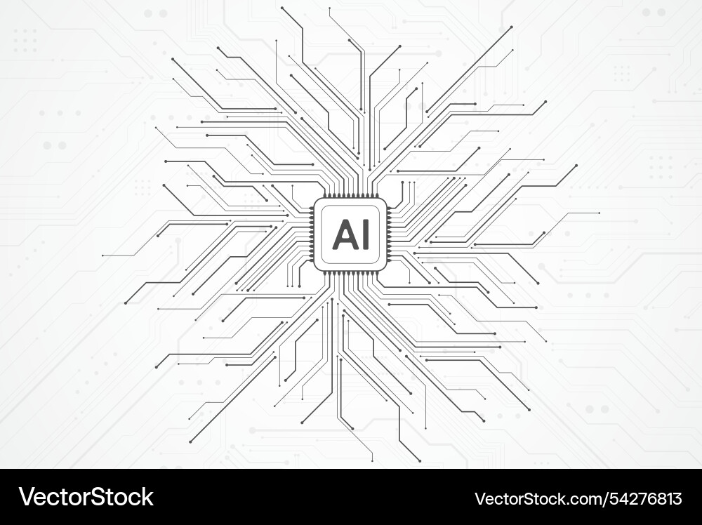 Artificial intelligence circuit line style Artificial intelligence circuit line style vector image