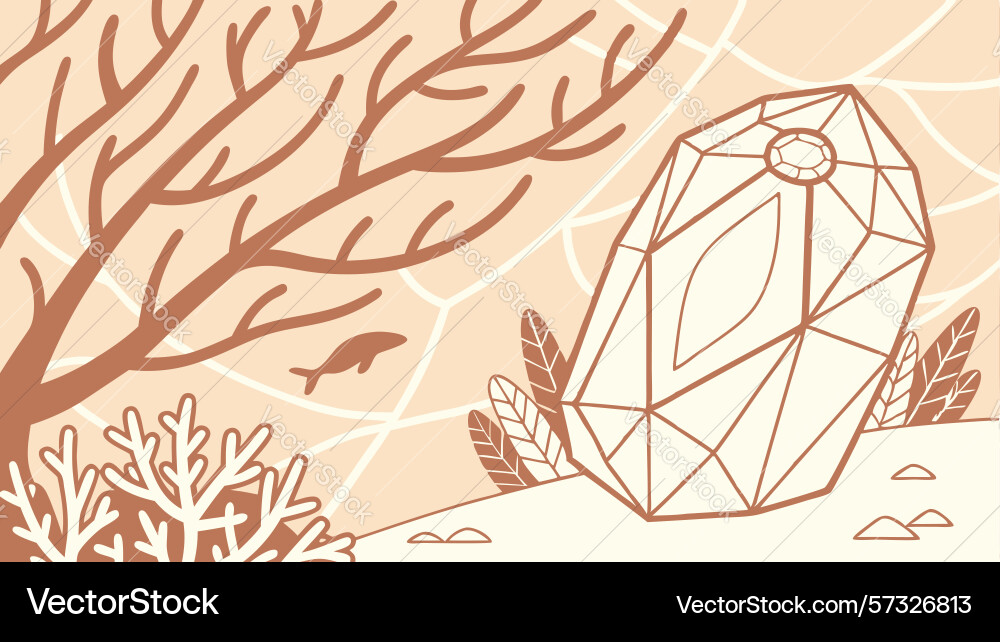 Gemstone on branch with organic web pattern vector image