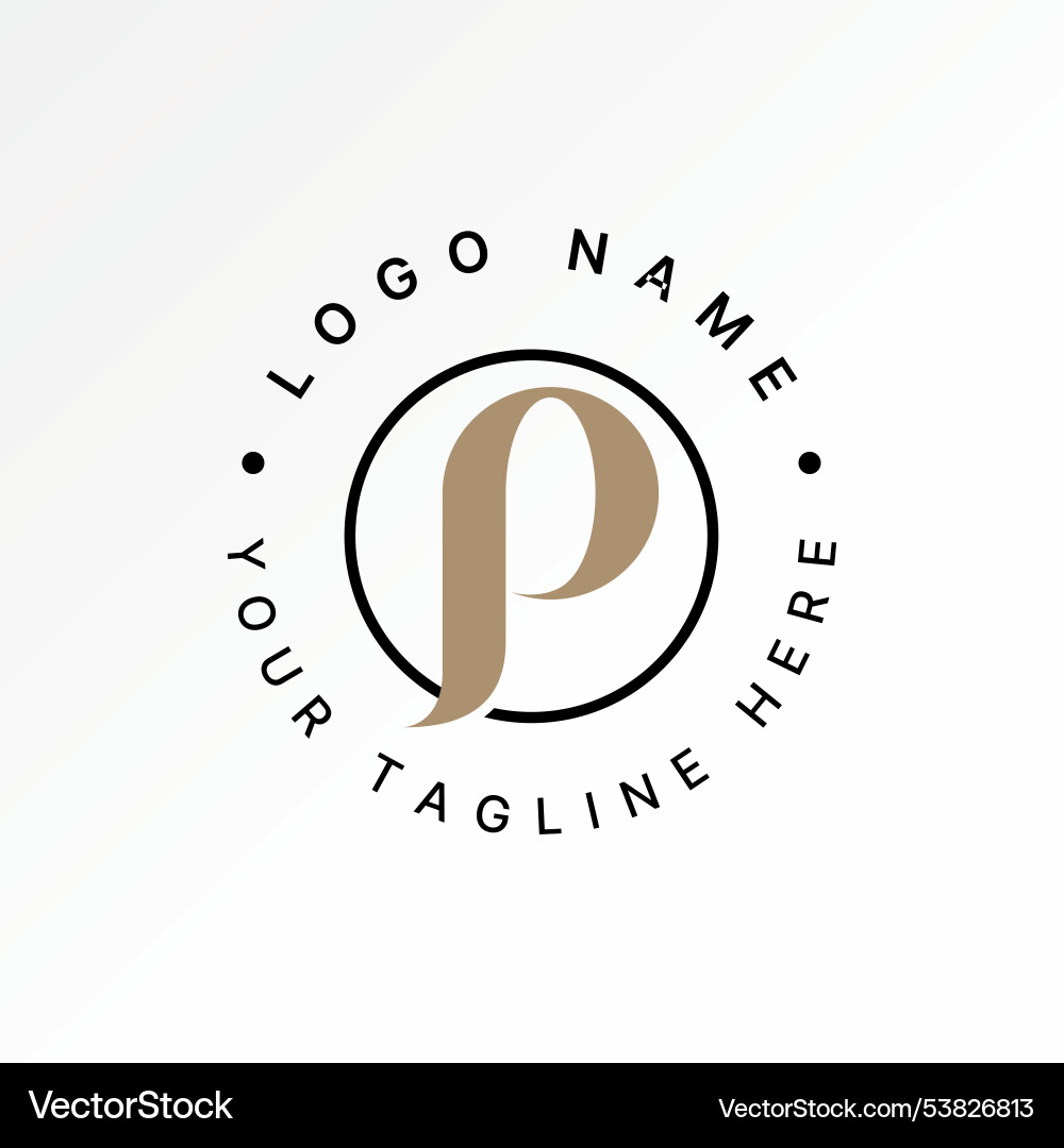 Initial p serif font swoosh on line circle vector image