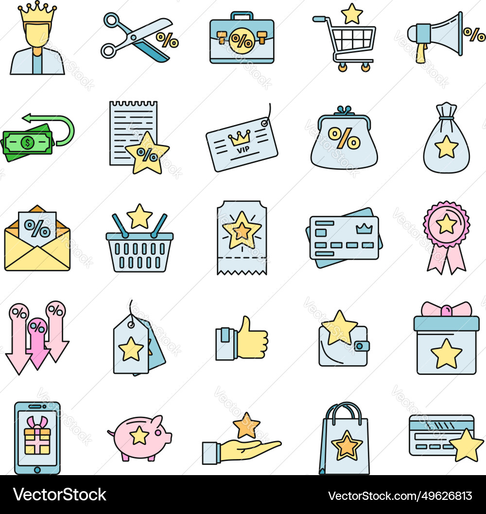 Loyalty program reward icons set color vector image