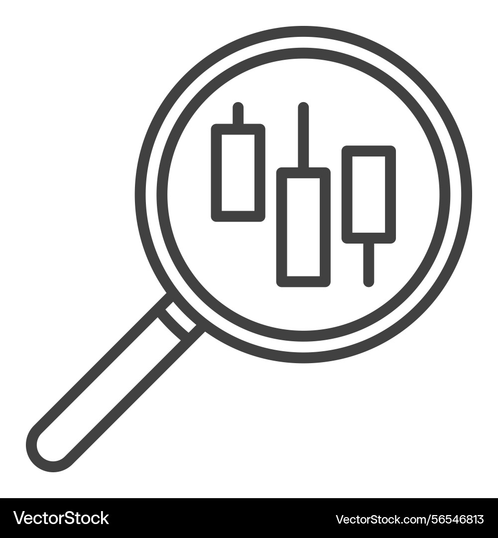 Magnifier with candlestick pattern searching icon Magnifier with candlestick pattern searching icon vector image