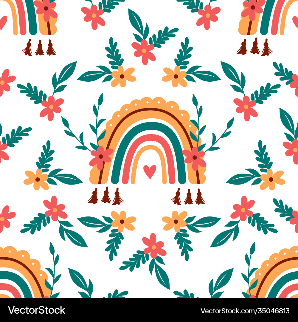 Rainbow pattern abstract boho vector image