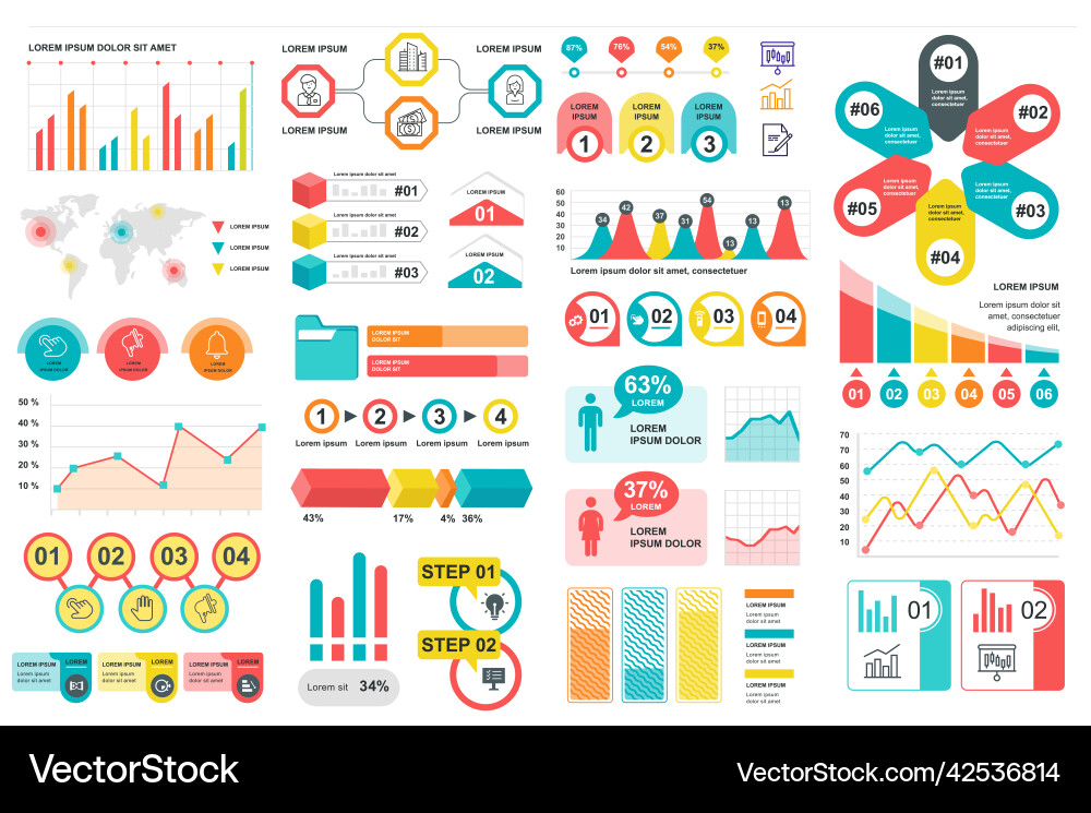 Bundle infographic elements data visualization vector image