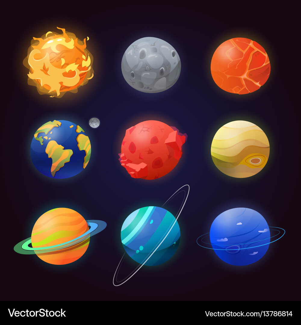 Colorful Solar System Planets Vector Image