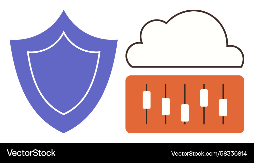 Cybersecurity Shield with Controls Vector Image